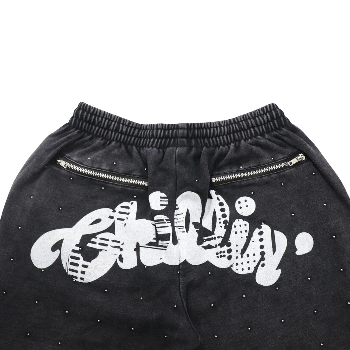 CHILLIN' Studs Pigment Sweatpants- Black