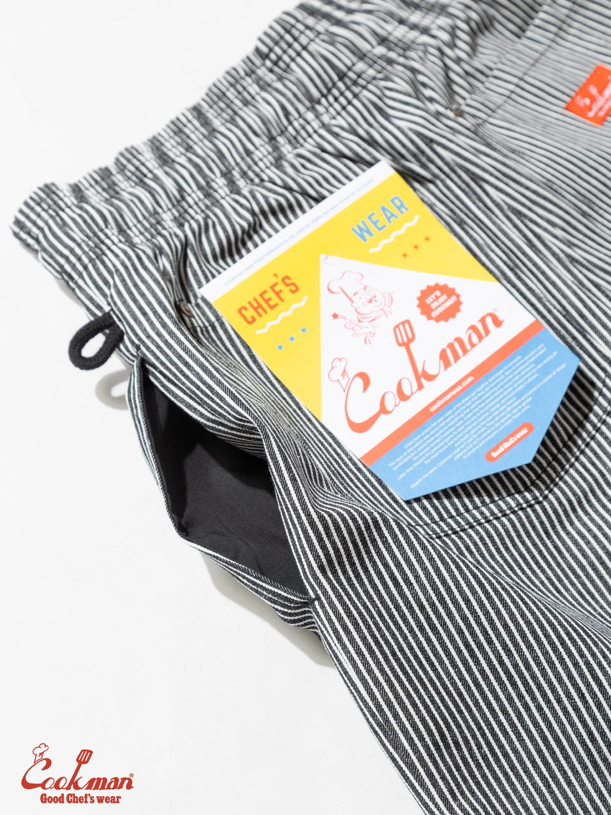 シェフパンツ Chef Pants Short Front Pocket Hickory Black