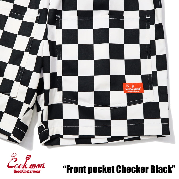 シェフパンツ Chef Pants Short Front pocket Checker Black