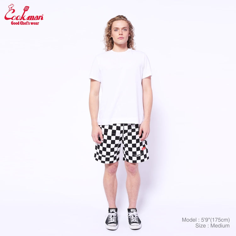 シェフパンツ Chef Pants Short Front pocket Checker Black
