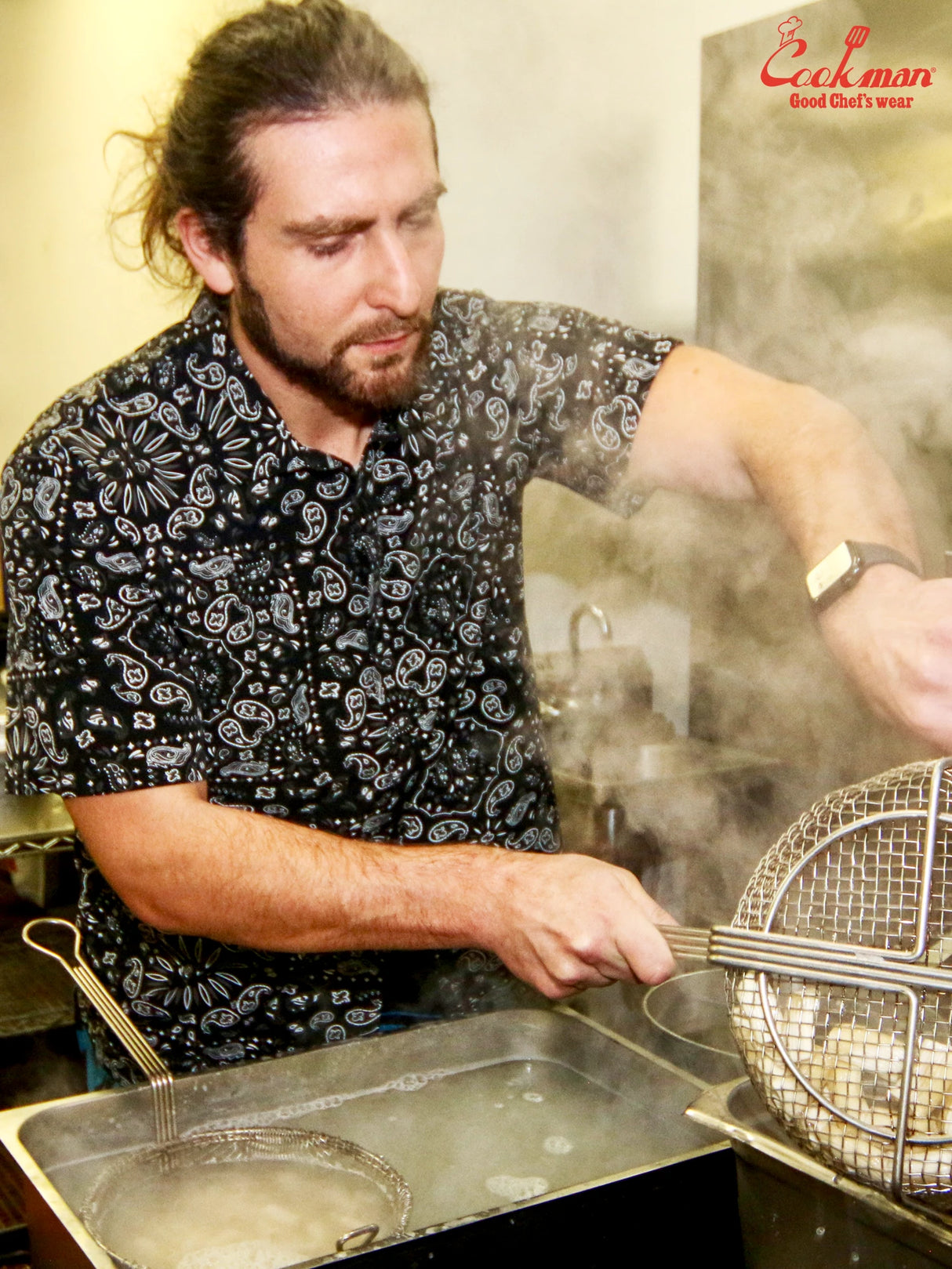 ワークシャツ Work Shirts Short Sleeve Light Paisley Black