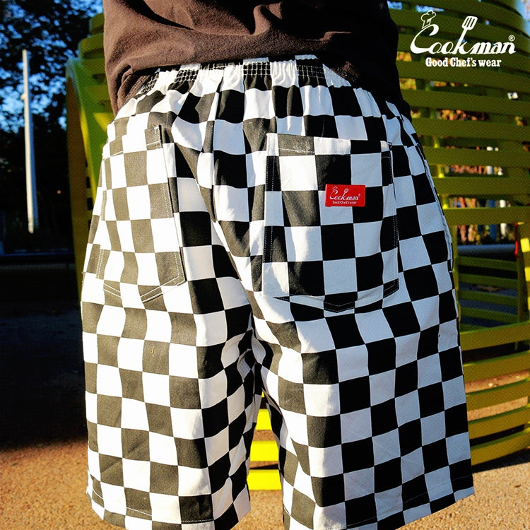 シェフパンツ Chef Pants Short Front pocket Checker Black