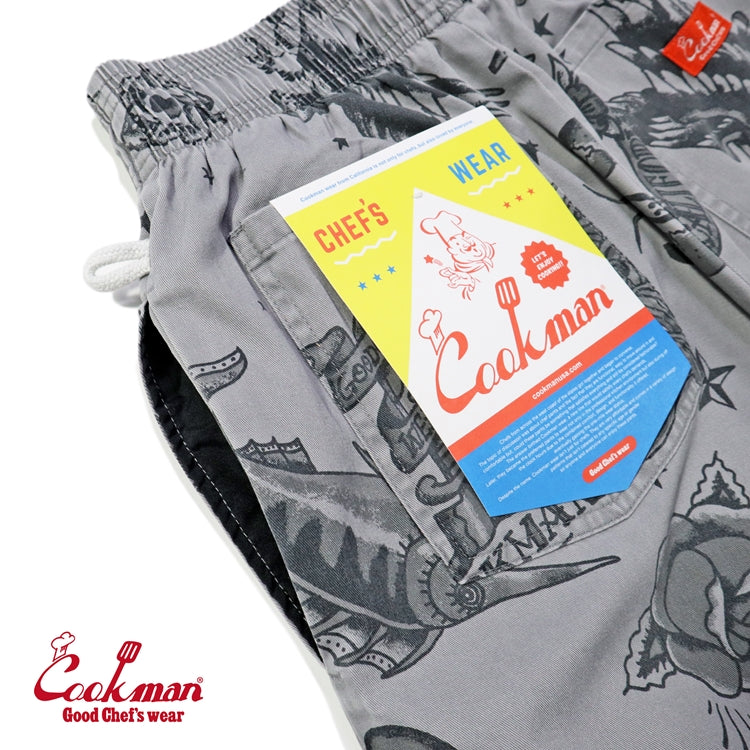 シェフパンツ Chef Pants Short Old Tattoo Gray