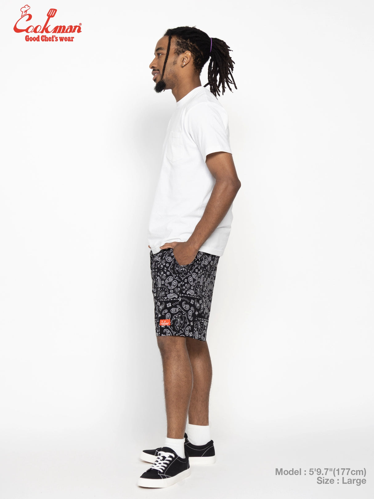 シェフパンツ Chef Pants Short Light Paisley Black