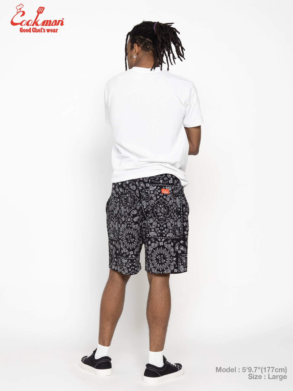 シェフパンツ Chef Pants Short Light Paisley Black