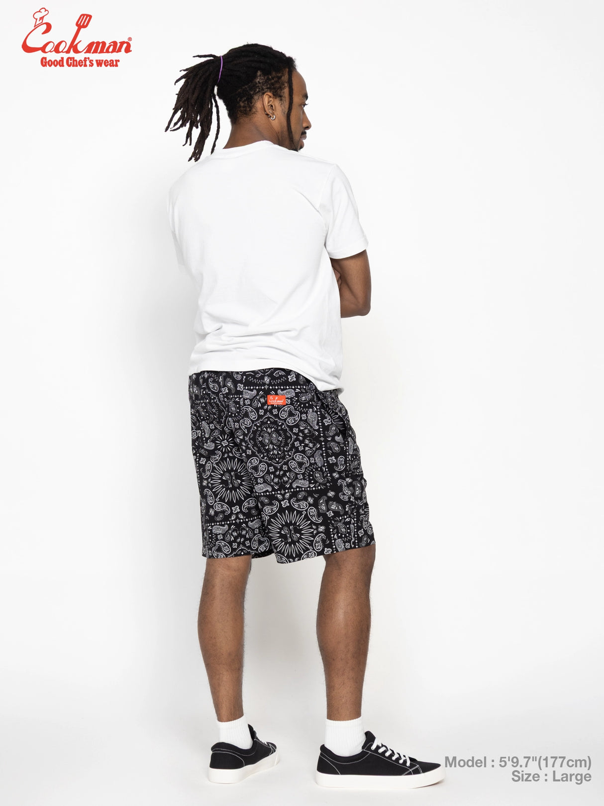 シェフパンツ Chef Pants Short Light Paisley Black