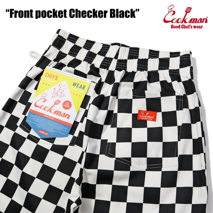 シェフパンツ Chef Pants Short Front pocket Checker Black