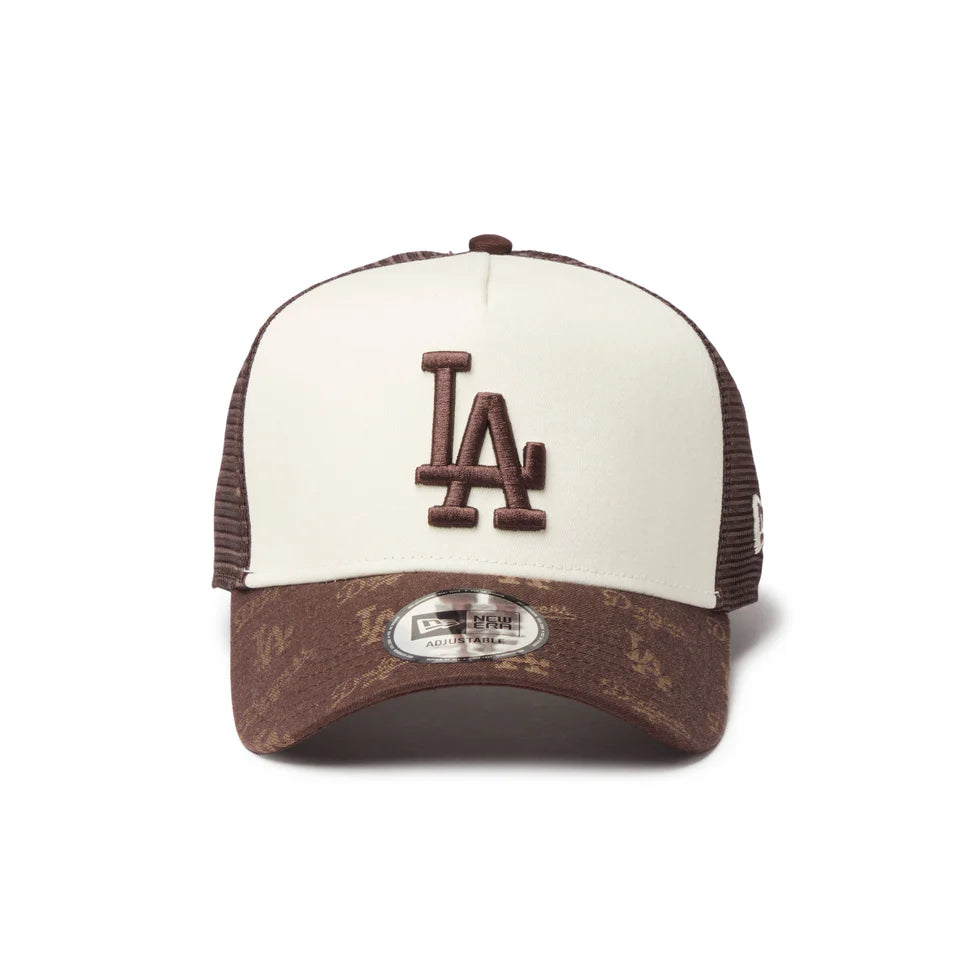 NEW ERA 9FORTY A-Frame トラッカー MLB Jacquard ロサンゼルス・ドジャース ブラウン【14744915】