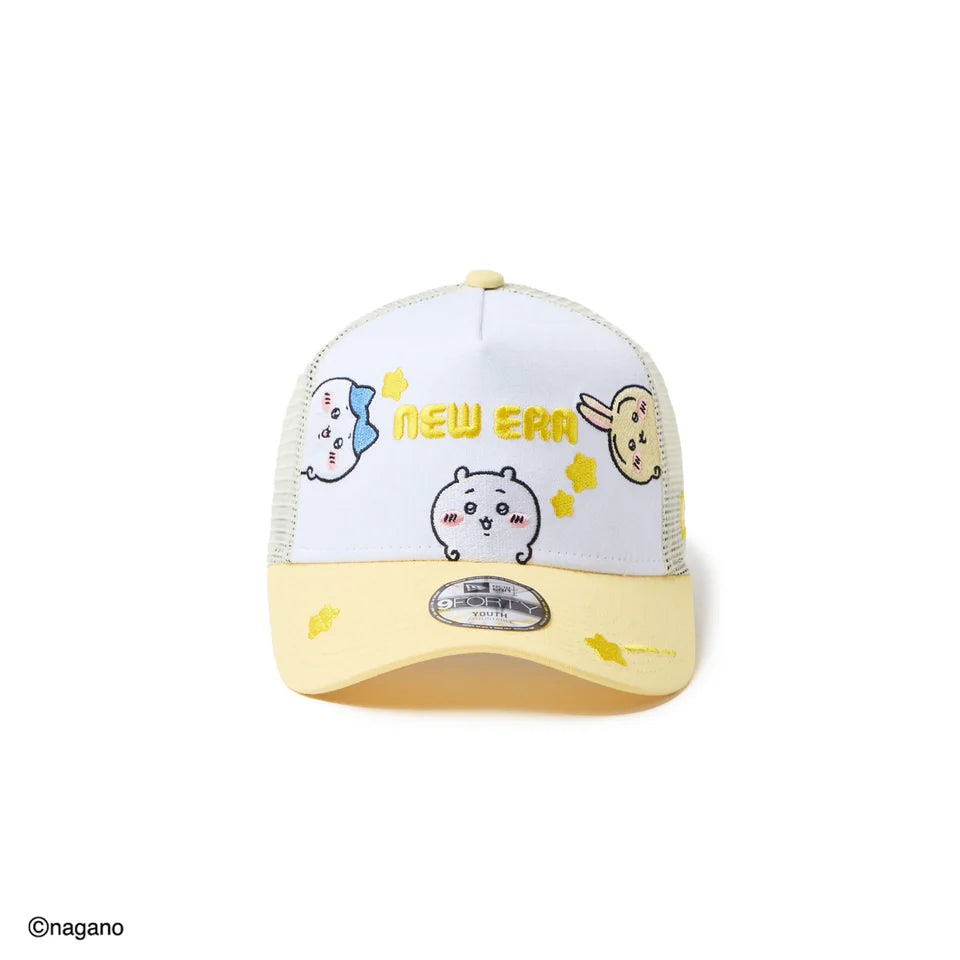 NEW ERA キッズ Youth 9FORTY A-Frame トラッカー ちいかわ / ちいかわ・ハチワレ・うさぎ ホワイト/ソフトイエロー【14864476】