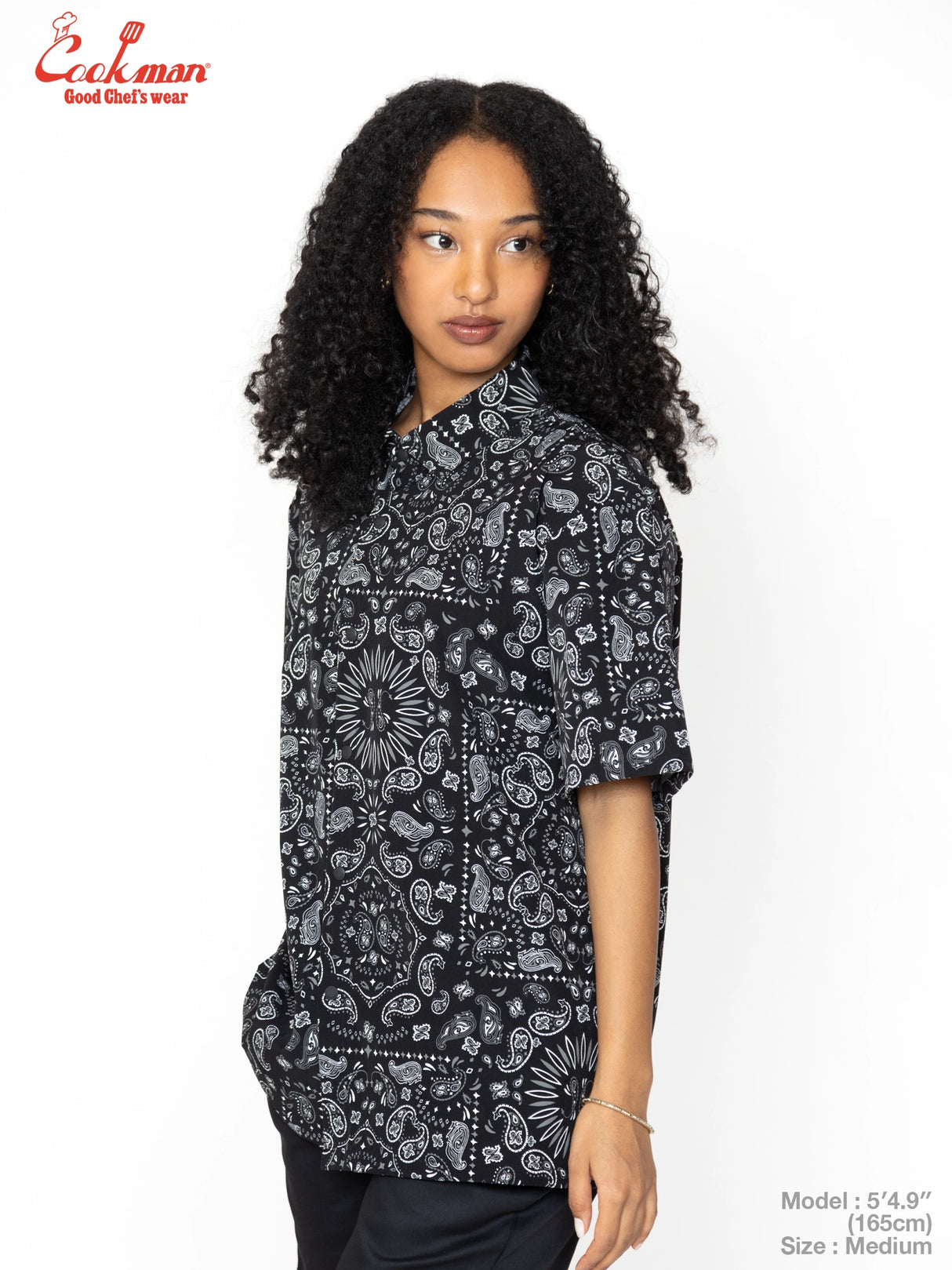 ワークシャツ Work Shirts Short Sleeve Light Paisley Black