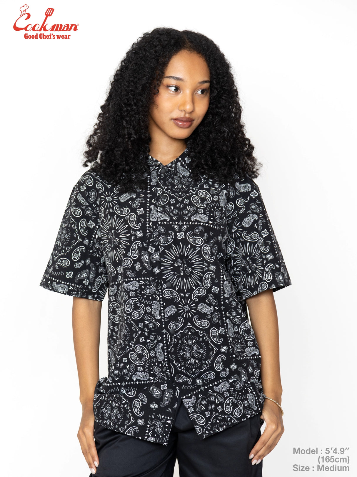 ワークシャツ Work Shirts Short Sleeve Light Paisley Black