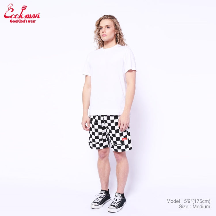 シェフパンツ Chef Pants Short Front pocket Checker Black