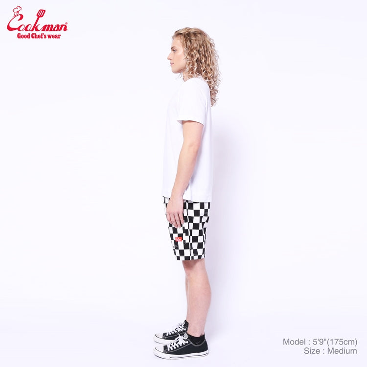 シェフパンツ Chef Pants Short Front pocket Checker Black
