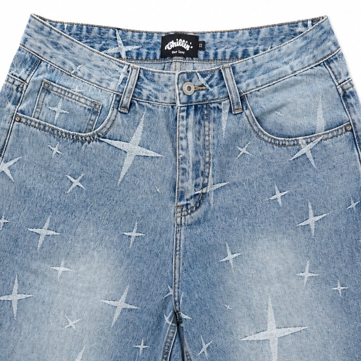CHILLIN' Star Denim Shorts-