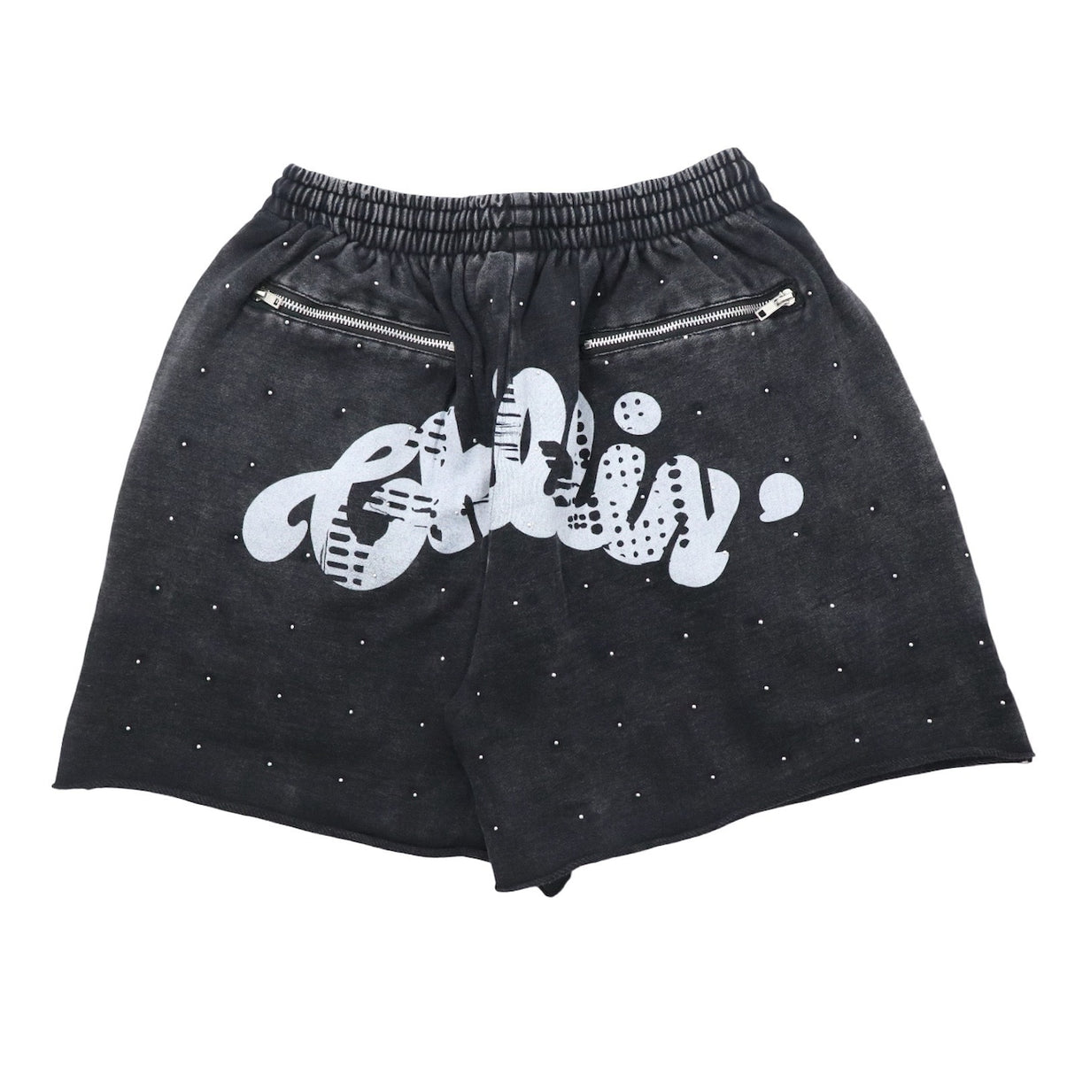 CHILLIN' Studs Pigment Sweat Shorts- Black