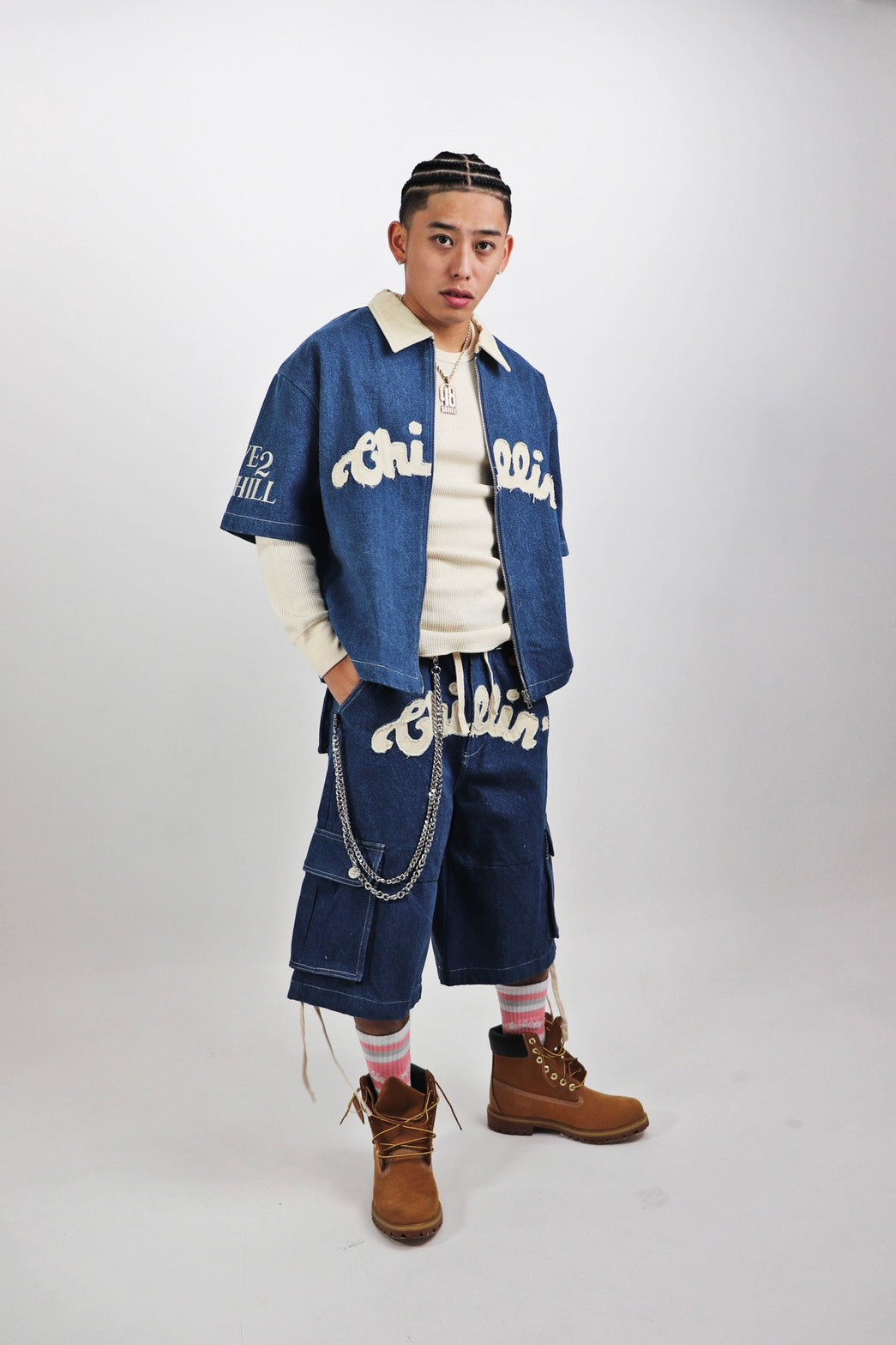CHILLIN' -Denim Open Zip Shirts-