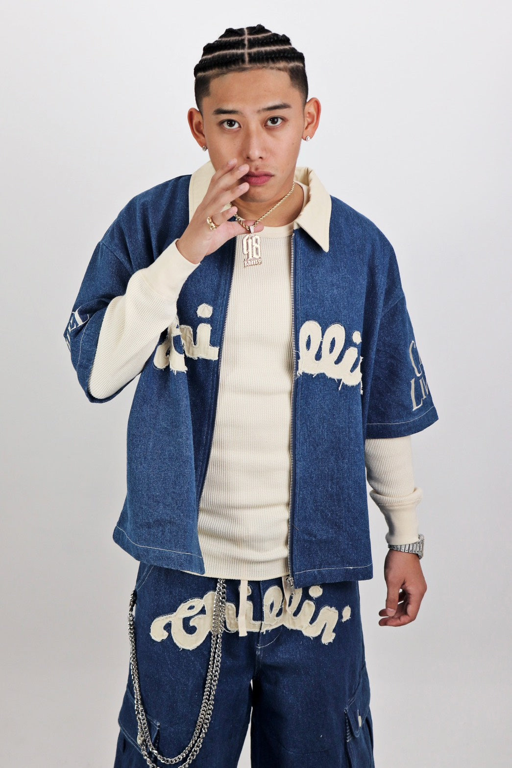 CHILLIN' -Denim Open Zip Shirts-