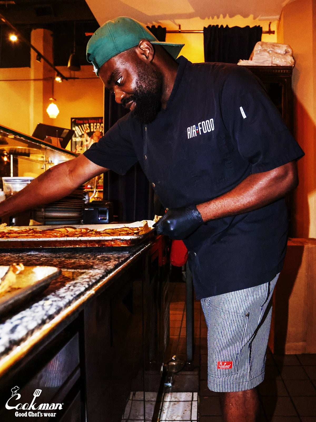 シェフパンツ Chef Pants Short Front Pocket Hickory Black