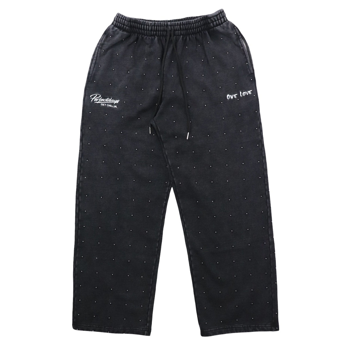 CHILLIN' Studs Pigment Sweatpants- Black