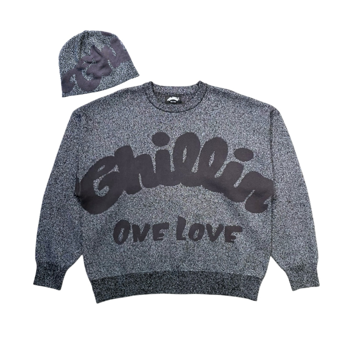 CHILLIN' -SHINY SWEATER- BLACK(beanie付き)