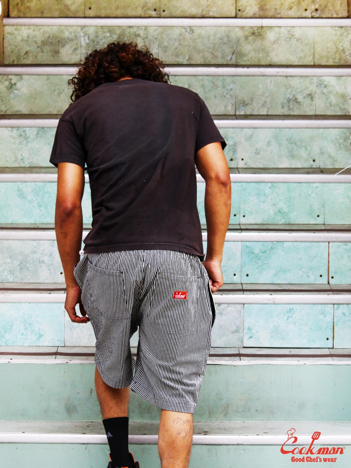 シェフパンツ Chef Pants Short Front Pocket Hickory Black