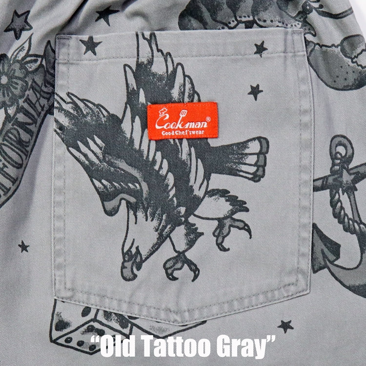 シェフパンツ Chef Pants Short Old Tattoo Gray
