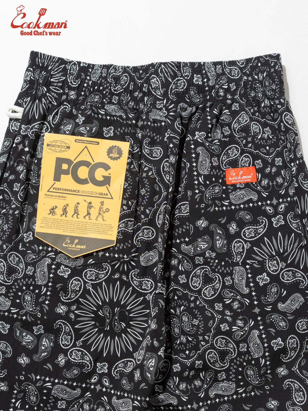 シェフパンツ Chef Pants Short Light Paisley Black