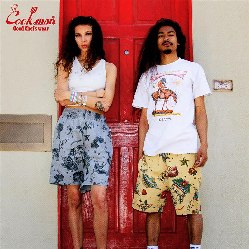 シェフパンツ Chef Pants Short Old Tattoo Gray