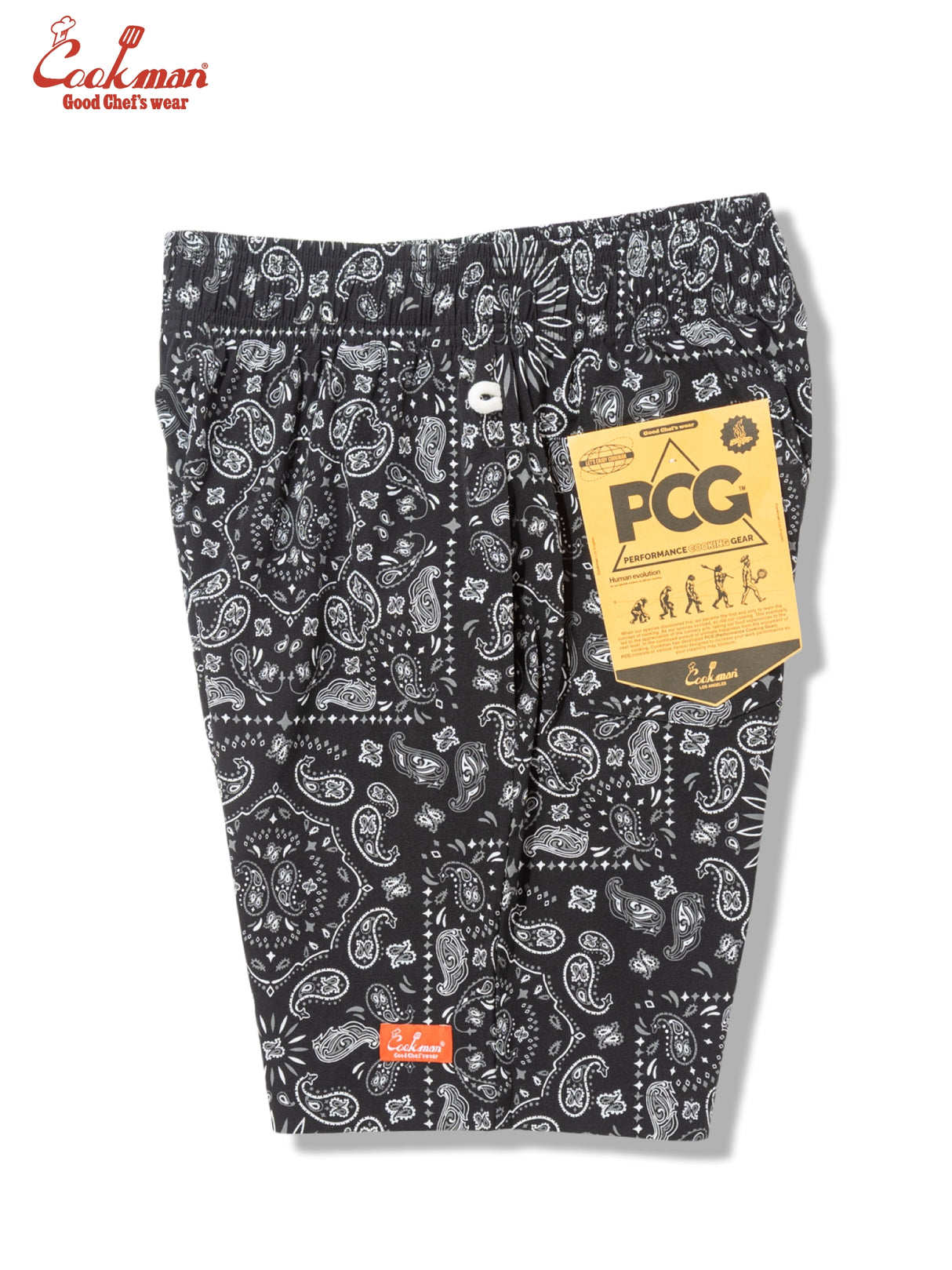 シェフパンツ Chef Pants Short Light Paisley Black