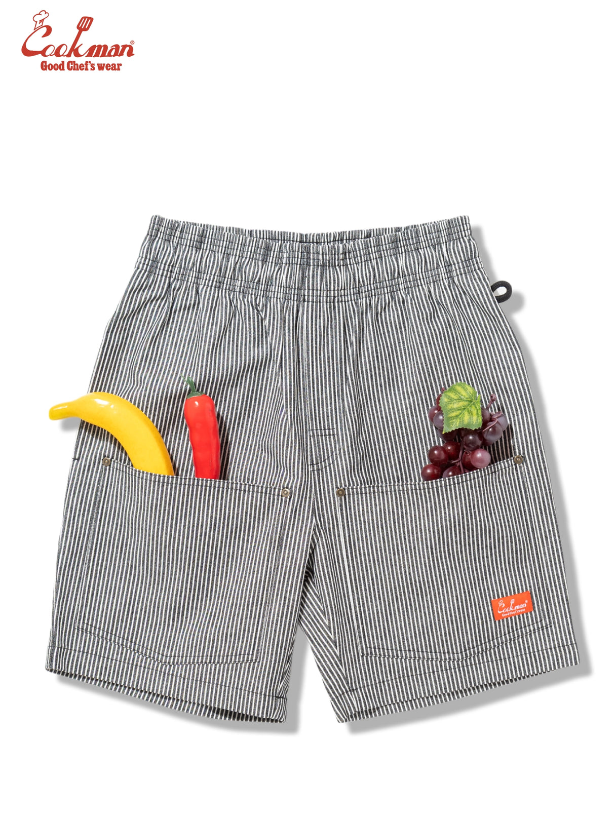 シェフパンツ Chef Pants Short Front Pocket Hickory Black