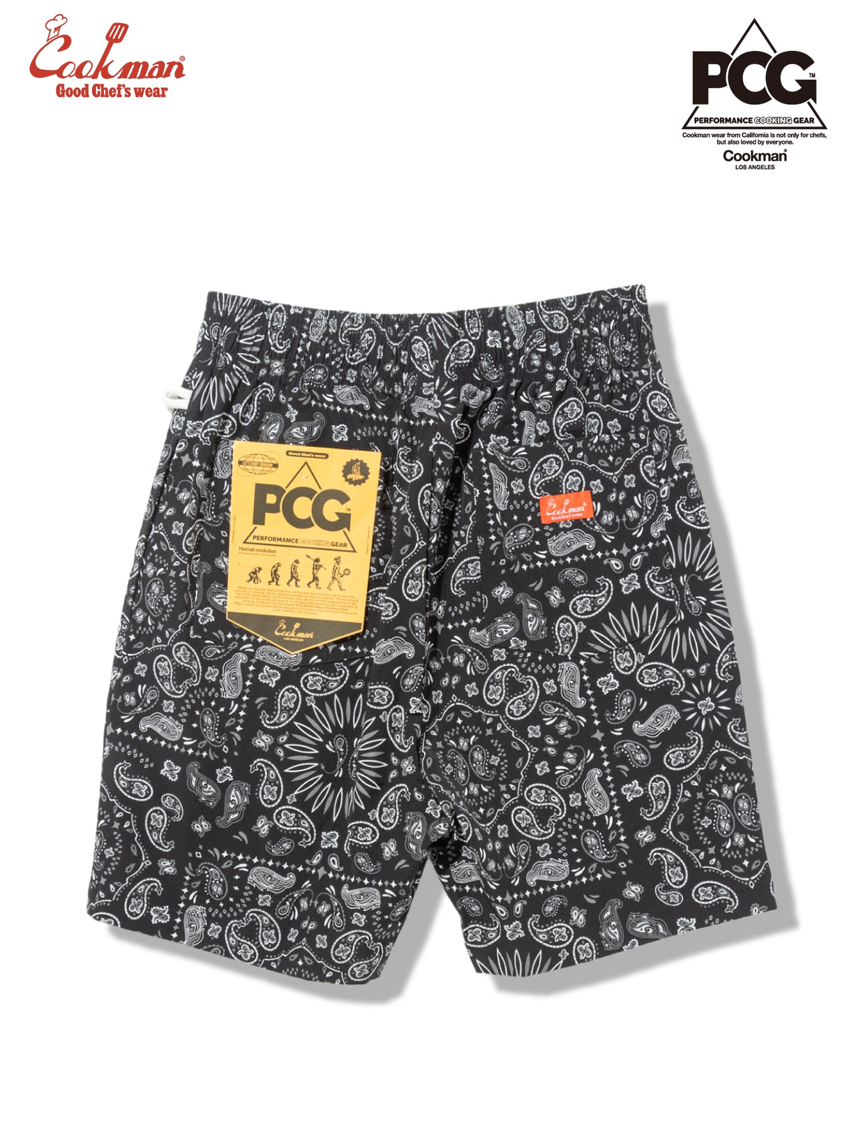 シェフパンツ Chef Pants Short Light Paisley Black