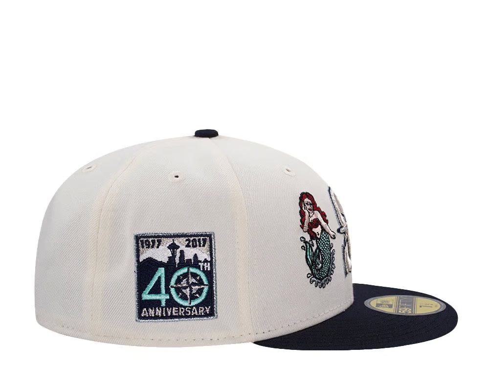 【海外買付品】NEW ERA 59FIFTY SEATTLE MARINERS 40TH ANNIVERSARY MERMAID CHROME TWO TONE