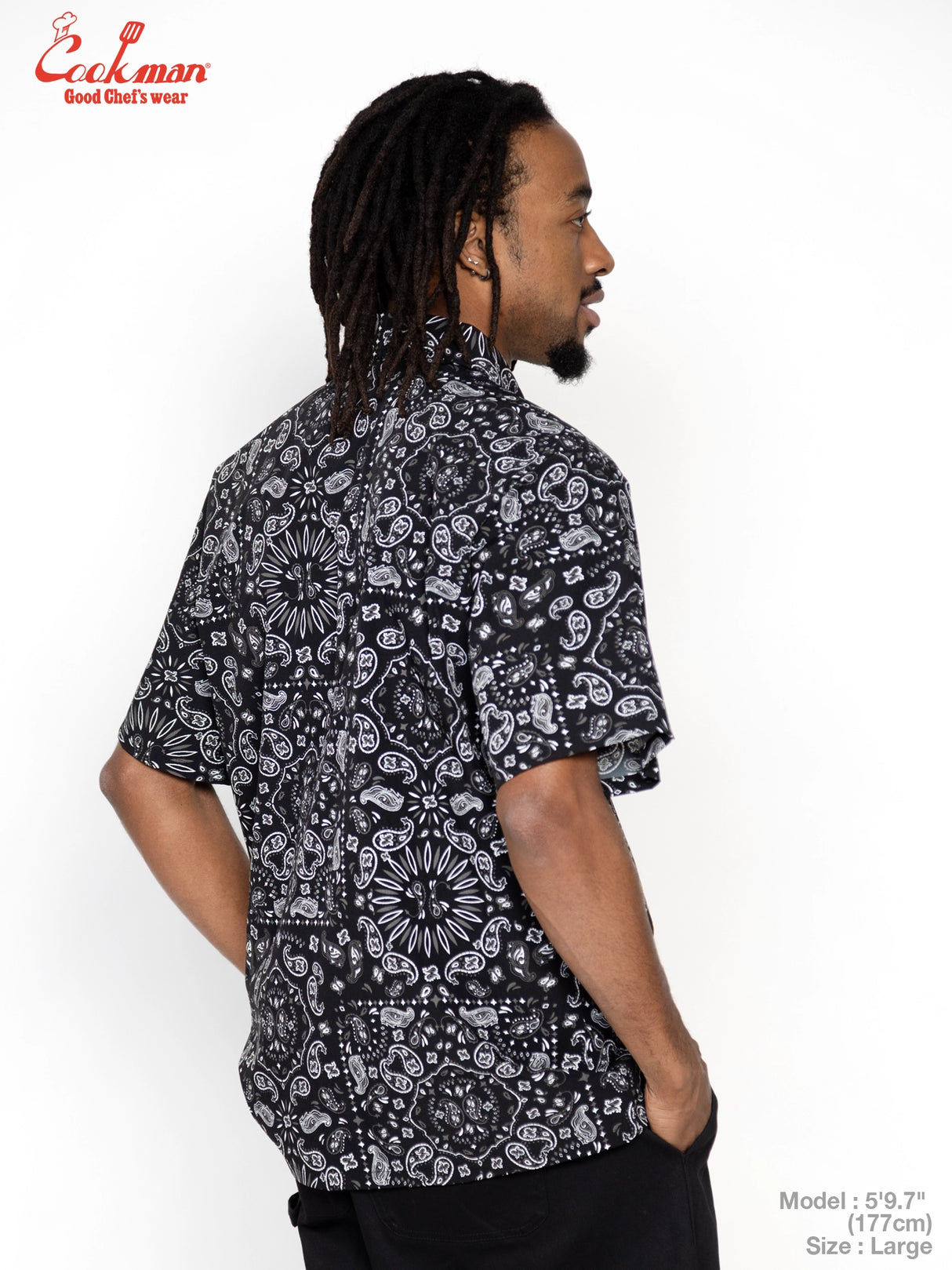 ワークシャツ Work Shirts Short Sleeve Light Paisley Black