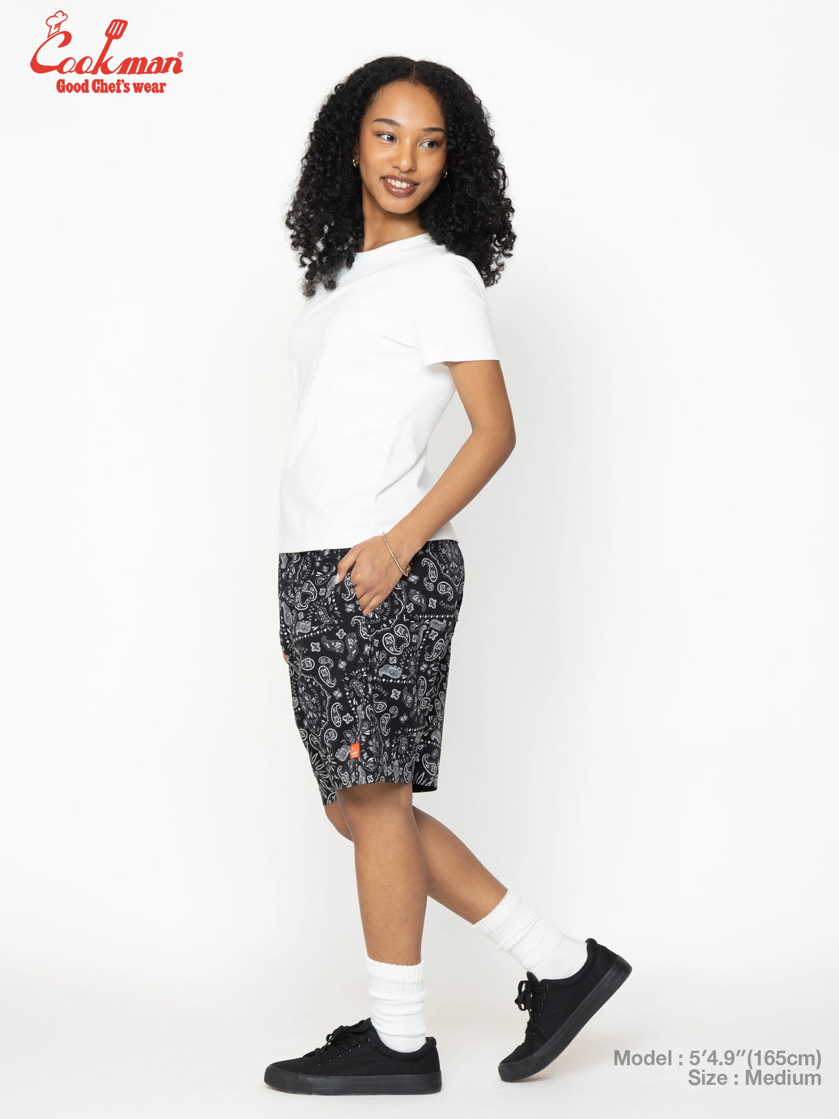 シェフパンツ Chef Pants Short Light Paisley Black