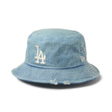 NEW ERA バケット01 MLB Damaged Denim ロサンゼルス・ドジャース ネイビー【14744778】