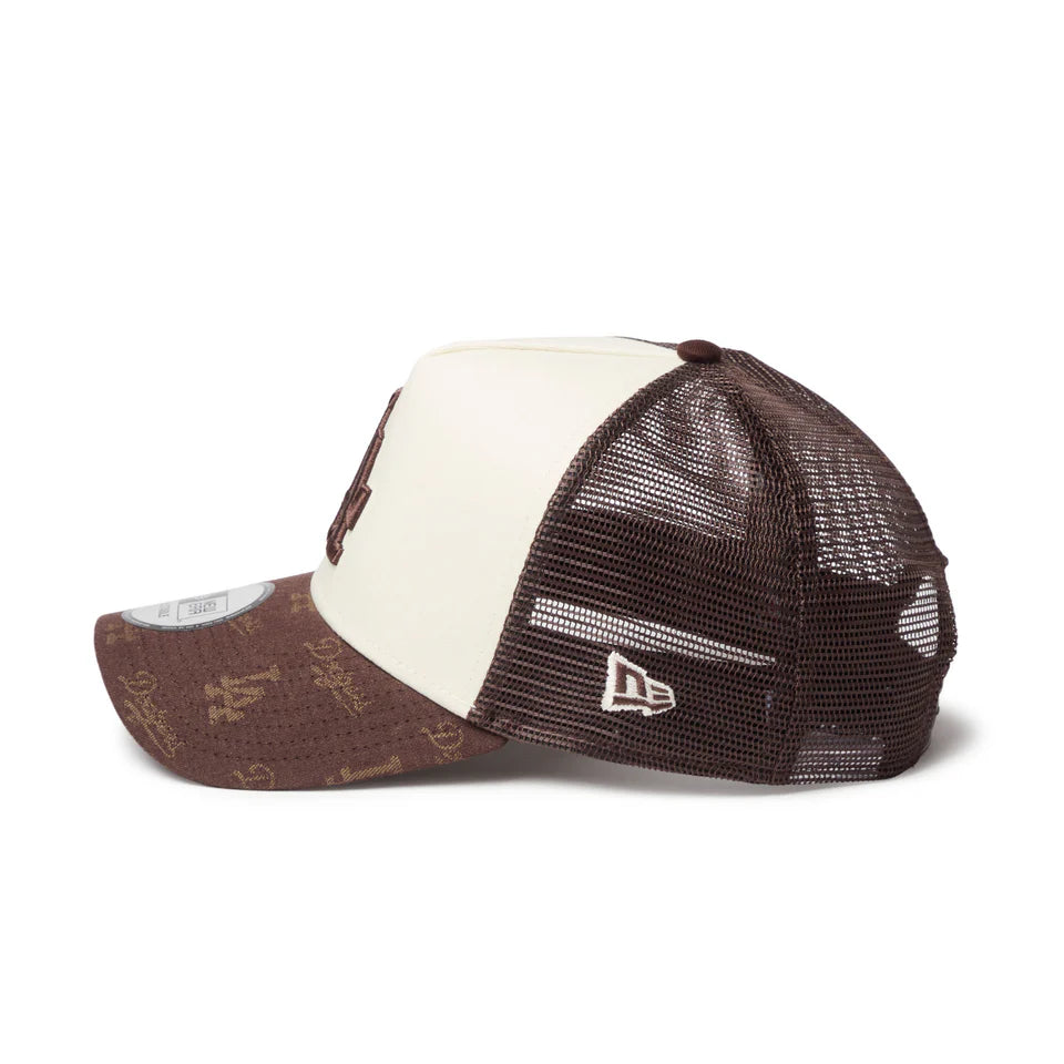 NEW ERA 9FORTY A-Frame トラッカー MLB Jacquard ロサンゼルス・ドジャース ブラウン【14744915】