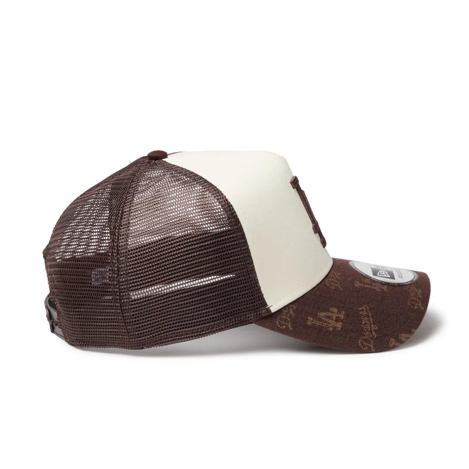 NEW ERA 9FORTY A-Frame トラッカー MLB Jacquard ロサンゼルス・ドジャース ブラウン【14744915】