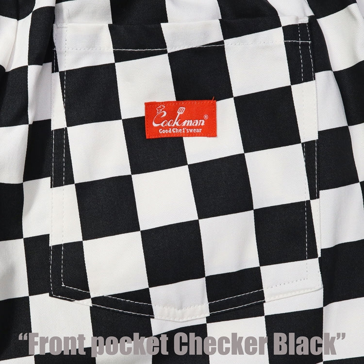 シェフパンツ Chef Pants Short Front pocket Checker Black