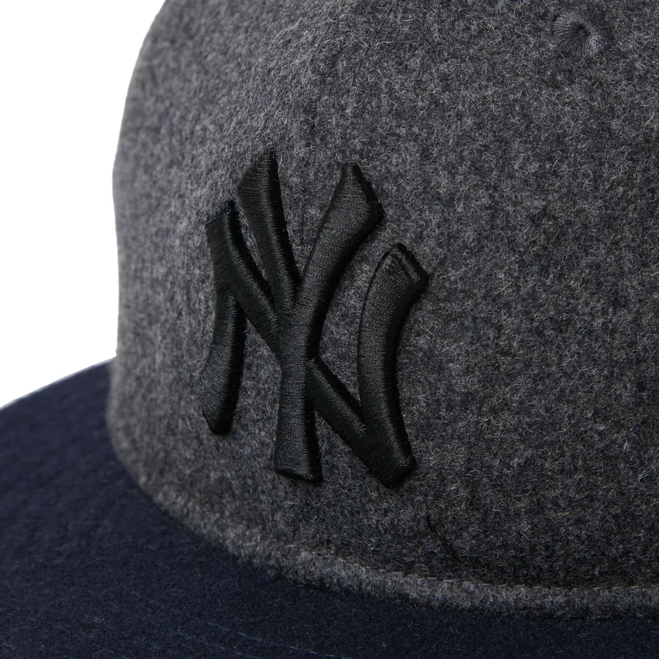 NEW ERA 9FIFTY レザーストラップ MLB Wool Melton ニューヨーク・ヤンキース グレー/ネイビー【15136997】