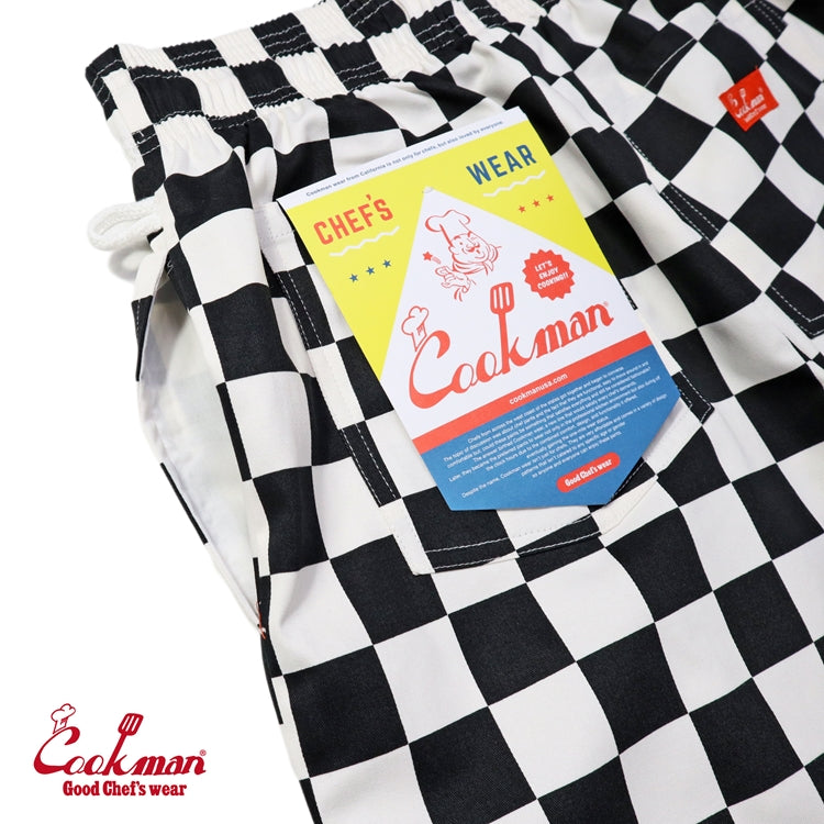 シェフパンツ Chef Pants Short Front pocket Checker Black