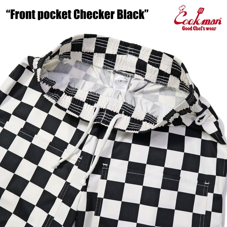 シェフパンツ Chef Pants Short Front pocket Checker Black