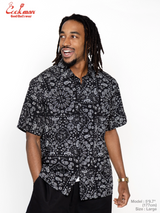 ワークシャツ Work Shirts Short Sleeve Light Paisley Black