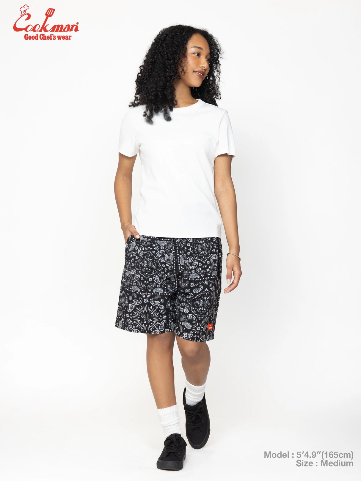 シェフパンツ Chef Pants Short Light Paisley Black