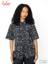 ワークシャツ Work Shirts Short Sleeve Light Paisley Black