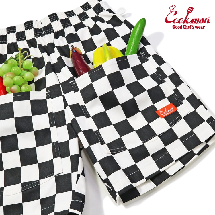 シェフパンツ Chef Pants Short Front pocket Checker Black