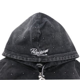 CHILLIN'. Studs Pigment Zip Hoodie- Black