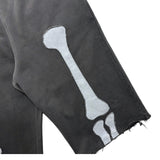 vanson  Bone Patch Sweat Shorts- Black / White