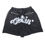 CHILLIN'  Studs Pigment Sweat Shorts- Black