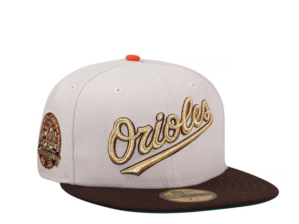 【海外買付品】NEW ERA 59FIFTY BALTIMORE ORIOLES 30TH ANNIVERSARY STONE GOLD TWO TONE
