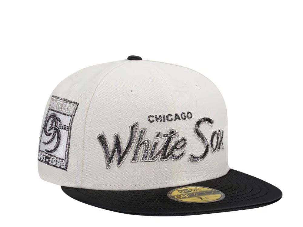 【海外買付品】NEW ERA 59FIFTY CHICAGO WHITE SOX 95 YEARS SATIN EDITION WHITE BLACK